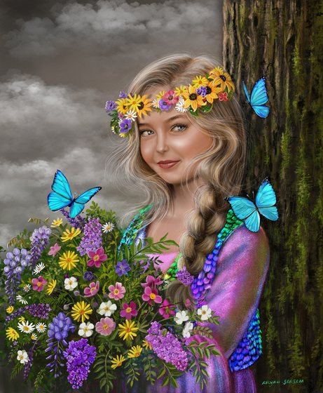 Crown of Wildflowers — Digital painting